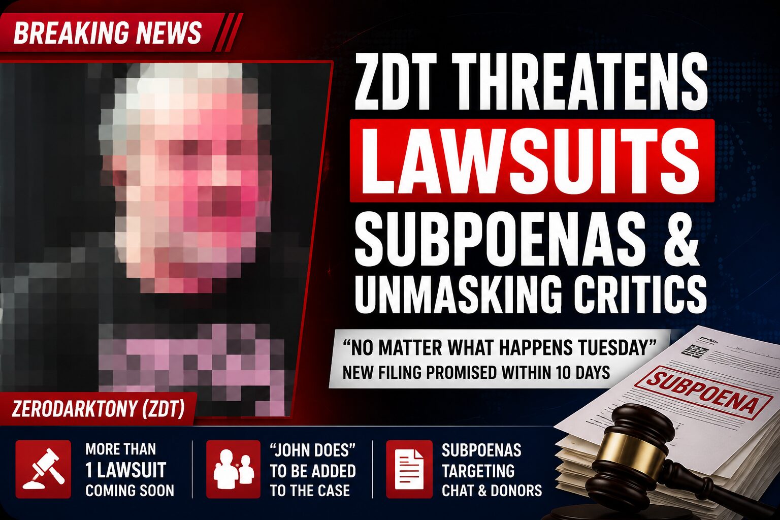 ZeroDarkTony Vows New Lawsuits Against Critics as Jurisdiction Fight Looms in California Court